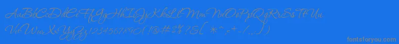 Corinthia-Schriftart – Graue Schriften auf blauem Hintergrund