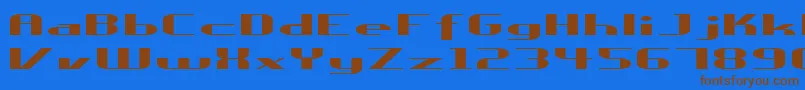 フォントUreka – 茶色の文字が青い背景にあります。