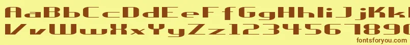 フォントUreka – 茶色の文字が黄色の背景にあります。