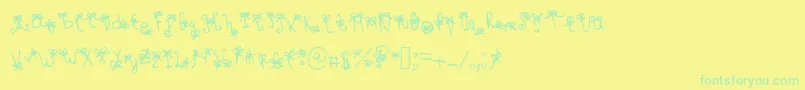Lisätietoja Bowbowblacksheep-fontista Bowbowblacksheep-fontti – vihreät fontit keltaisella taustalla