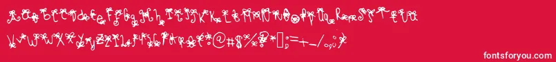 Fonte Bowbowblacksheep – fontes brancas em um fundo vermelho