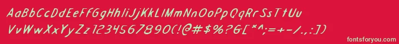 DraftingTableExpandedItalic Font – Green Fonts on Red Background