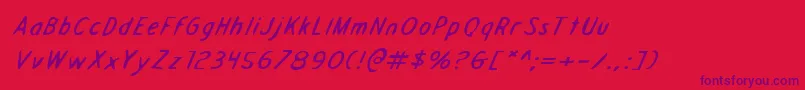 DraftingTableExpandedItalic Font – Purple Fonts on Red Background