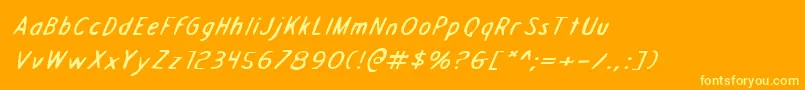 DraftingTableExpandedItalic Font – Yellow Fonts on Orange Background