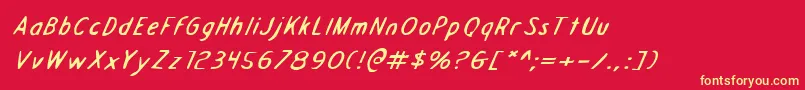 DraftingTableExpandedItalic Font – Yellow Fonts on Red Background
