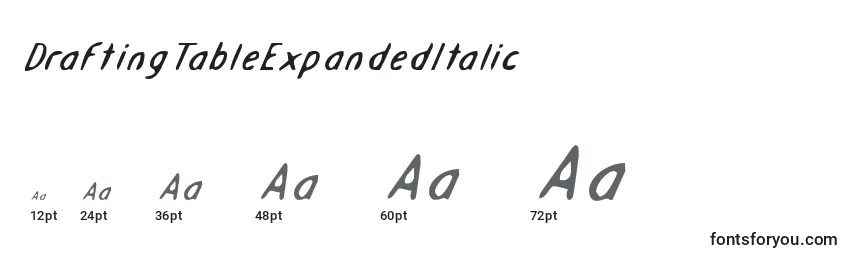 DraftingTableExpandedItalic Font Sizes