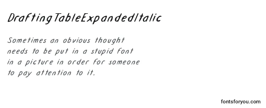 Review of the DraftingTableExpandedItalic Font