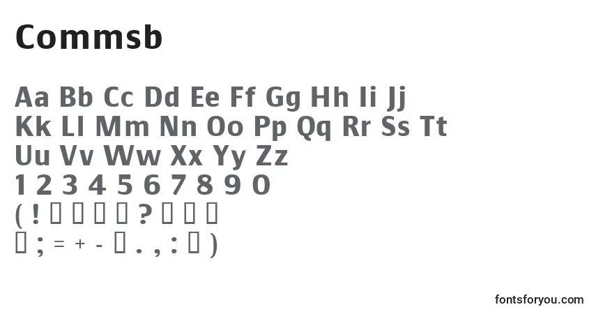 Czcionka Commsb – alfabet, cyfry, specjalne znaki