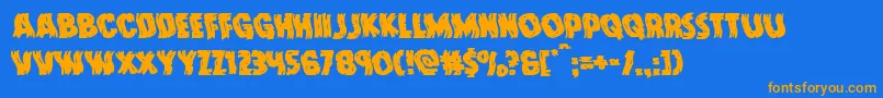 Doktermonstrowarp-Schriftart – Orangefarbene Schriften auf blauem Hintergrund