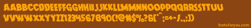 Doktermonstrowarp-Schriftart – Orangefarbene Schriften auf braunem Hintergrund