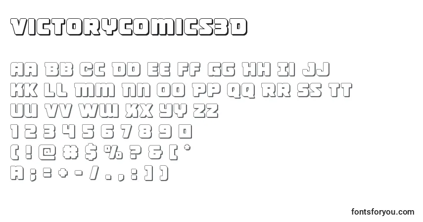 Schriftart Victorycomics3D – Alphabet, Zahlen, spezielle Symbole