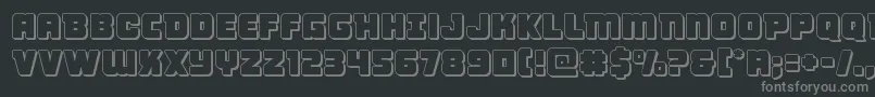 Victorycomics3D-fontti – harmaat kirjasimet mustalla taustalla