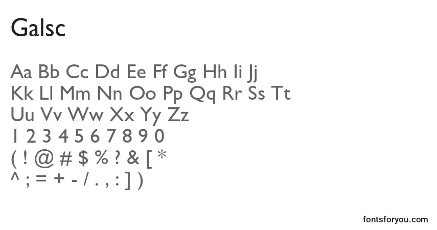 Czcionka Galsc – alfabet, cyfry, specjalne znaki