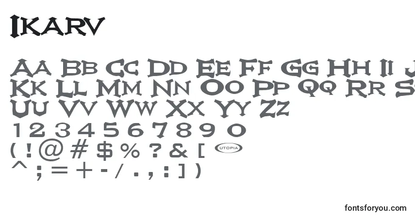 A fonte Ikarv – alfabeto, números, caracteres especiais