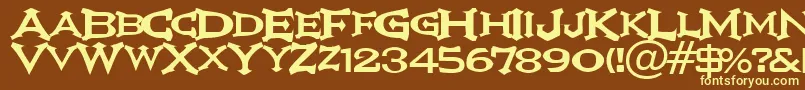 Ikarv-fontti – keltaiset fontit ruskealla taustalla
