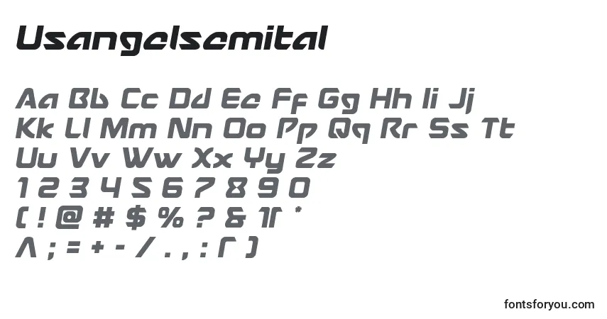 Usangelsemital-fontti – aakkoset, numerot, erikoismerkit