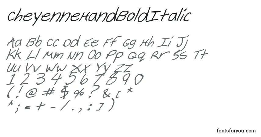 Police CheyenneHandBoldItalic - Alphabet, Chiffres, Caractères Spéciaux