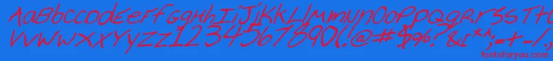 CheyenneHandBoldItalic Font – Red Fonts on Blue Background