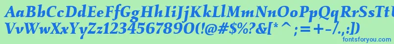 KallositcTtBolditalic Font – Blue Fonts on Green Background