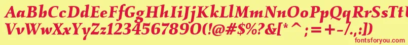 フォントKallositcTtBolditalic – 赤い文字の黄色い背景