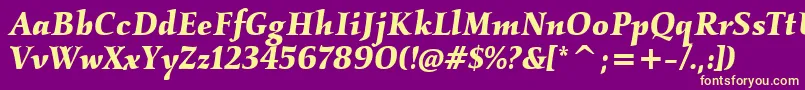 Fonte KallositcTtBolditalic – fontes amarelas em um fundo roxo