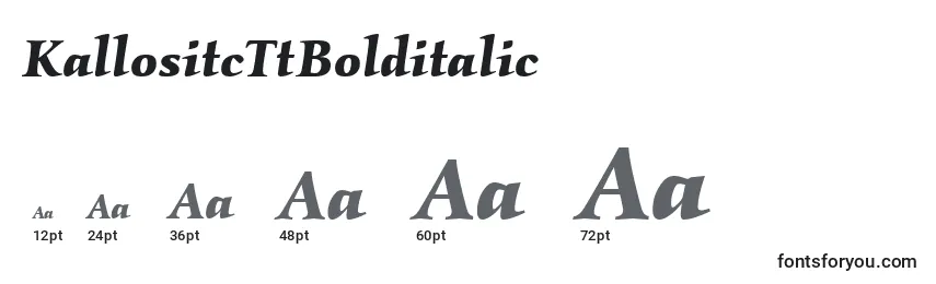 Размеры шрифта KallositcTtBolditalic