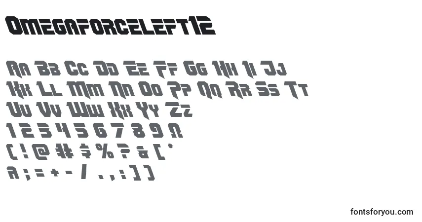 Schriftart Omegaforceleft12 – Alphabet, Zahlen, spezielle Symbole