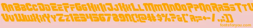 Omegaforceleft12-Schriftart – Orangefarbene Schriften auf rosa Hintergrund