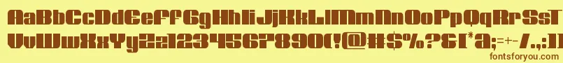 フォントNolocontendrecond – 茶色の文字が黄色の背景にあります。