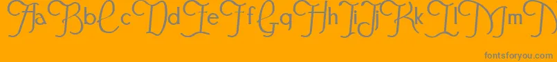 Festivalflourish-Schriftart – Graue Schriften auf orangefarbenem Hintergrund