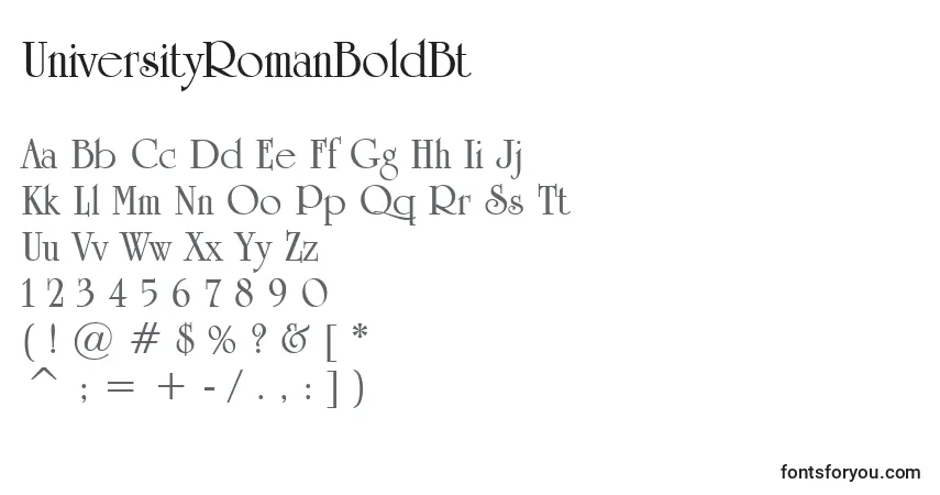 Шрифт UniversityRomanBoldBt – алфавит, цифры, специальные символы