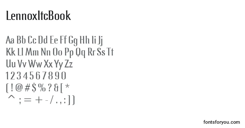 characters of lennoxitcbook font, letter of lennoxitcbook font, alphabet of  lennoxitcbook font