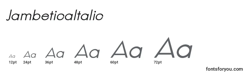 Размеры шрифта JambeticaItalic