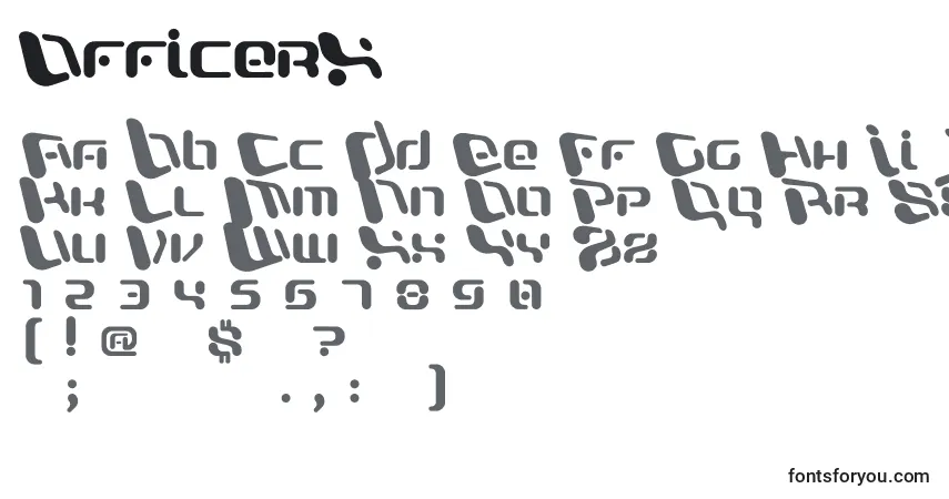 Fuente OfficerX - alfabeto, números, caracteres especiales