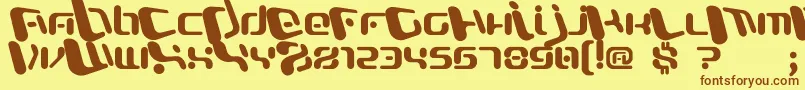 フォントOfficerX – 茶色の文字が黄色の背景にあります。