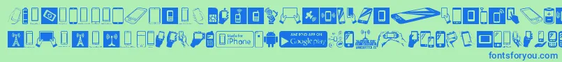 Czcionka SmartphoneIcons – niebieskie czcionki na zielonym tle