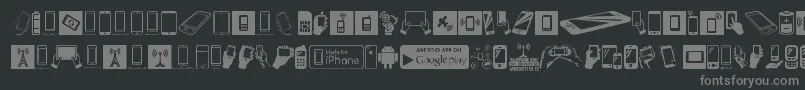 SmartphoneIcons-fontti – harmaat kirjasimet mustalla taustalla
