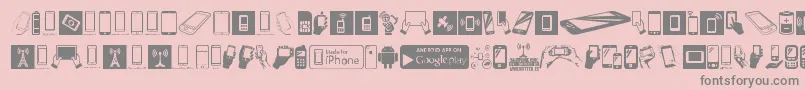 SmartphoneIcons-fontti – harmaat kirjasimet vaaleanpunaisella taustalla