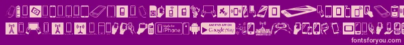 SmartphoneIcons-fontti – vaaleanpunaiset fontit violetilla taustalla