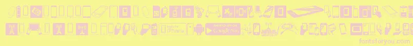 SmartphoneIcons-Schriftart – Rosa Schriften auf gelbem Hintergrund