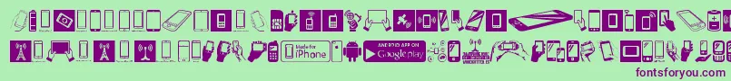 Czcionka SmartphoneIcons – fioletowe czcionki na zielonym tle