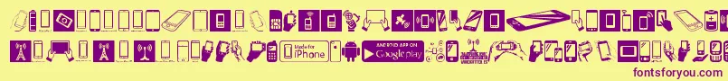 SmartphoneIcons Font – Purple Fonts on Yellow Background