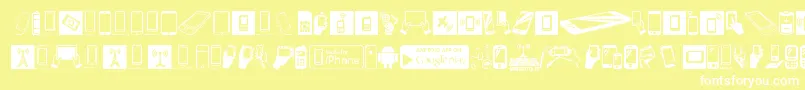 Шрифт SmartphoneIcons – белые шрифты на жёлтом фоне