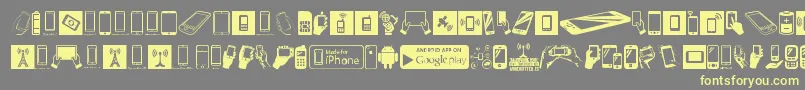 SmartphoneIcons-fontti – keltaiset fontit harmaalla taustalla