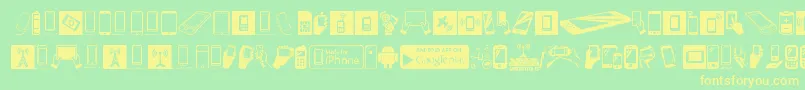 フォントSmartphoneIcons – 黄色の文字が緑の背景にあります