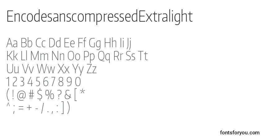 Шрифт EncodesanscompressedExtralight – алфавит, цифры, специальные символы
