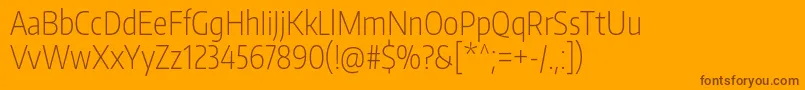 フォントEncodesanscompressedExtralight – オレンジの背景に茶色のフォント