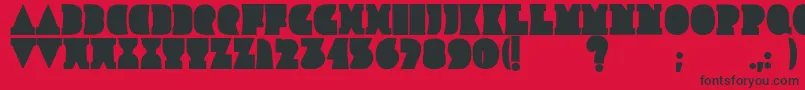 Improlija-fontti – mustat fontit punaisella taustalla