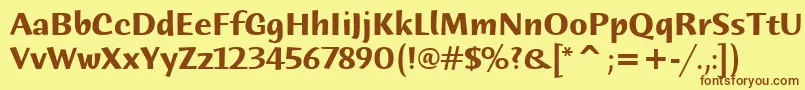 フォントHumanaSansItcTtBold – 茶色の文字が黄色の背景にあります。