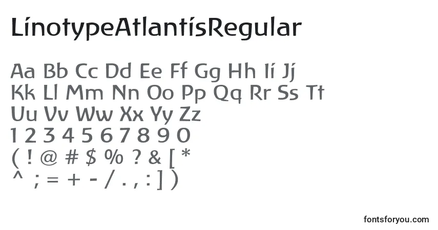 Schriftart LinotypeAtlantisRegular – Alphabet, Zahlen, spezielle Symbole